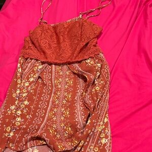 No Boundaries Rust Lace Dress
